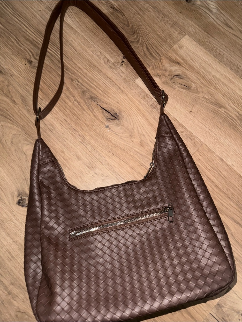 Brand new brown woven pattern bag